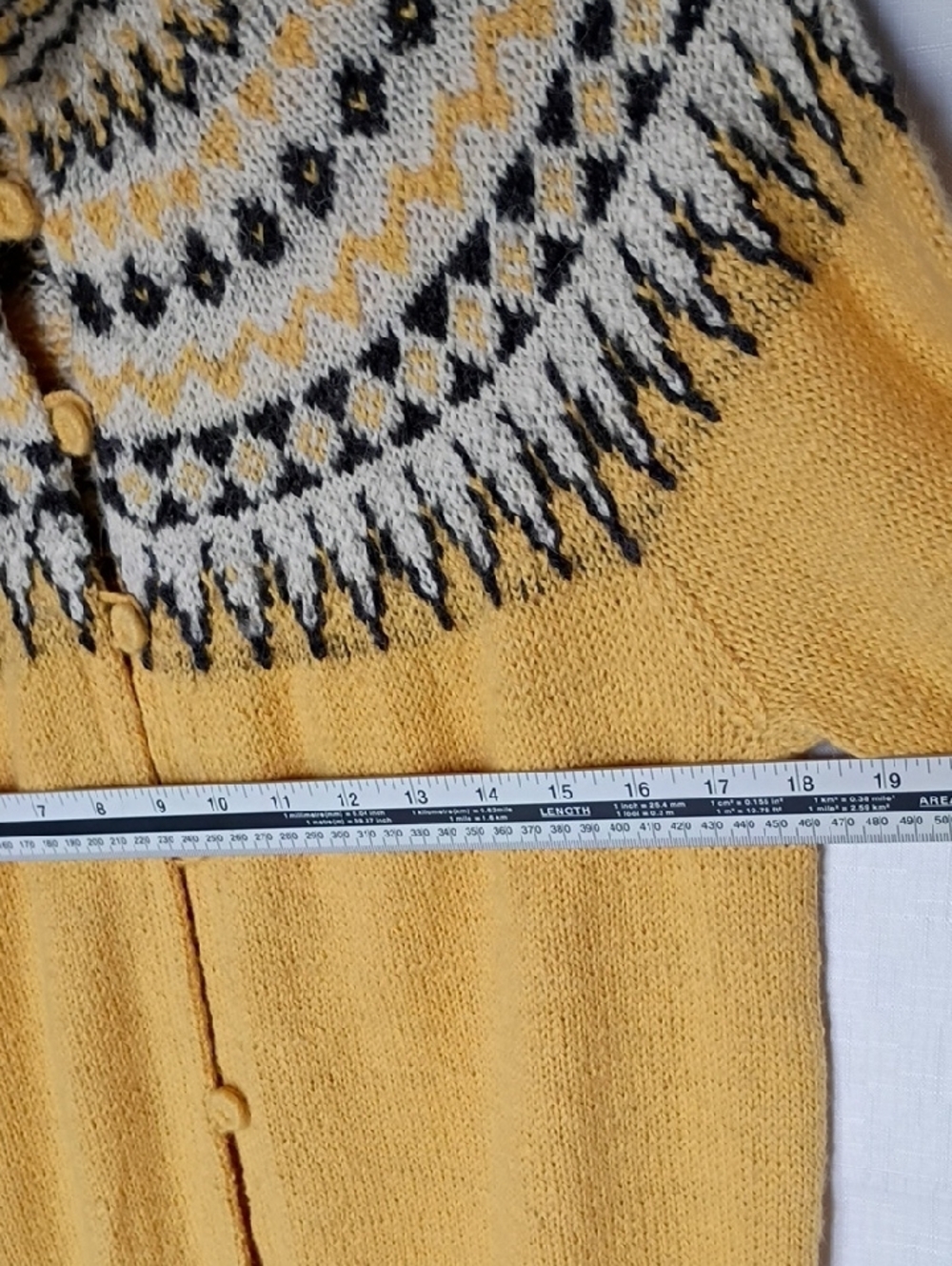 Artelana  Women's Vintage Yellow Nordic Yoke Button-Up Cardigan Size L - Picture 6 of 8
